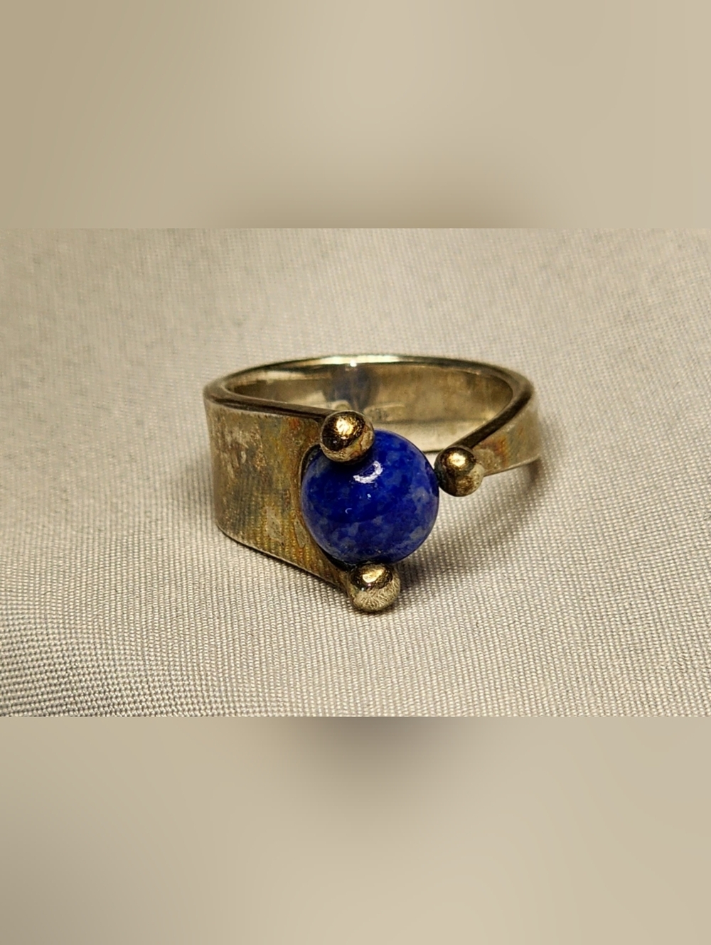 Sterling Silver Blue Lapis Orb Ring   Sz 7.25